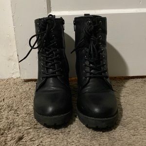Black Heeled Combat Boots